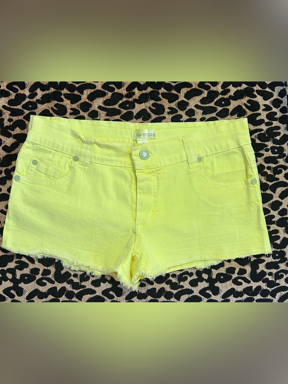 Neon yellow low rise shorts